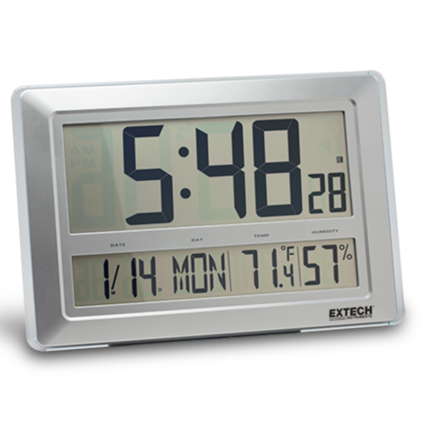 Extech CTH10A Radio-Controlled Wall Clock Hygro-Thermometer with Calendar