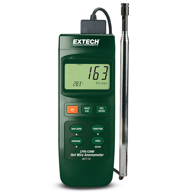 Extech 407119 Heavy Duty CFM Hot Wire Thermo-Anemometer