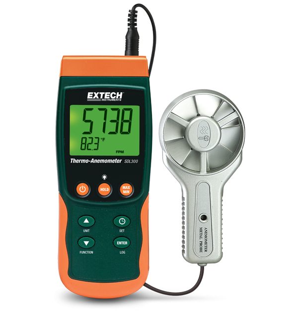 Extech SDL300 Metal Vane Thermo-Anemometer/Datalogger